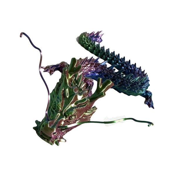 3D Printed Dragon Full Articulated Fidget Toys 17.5 “ Inches Figure Whiskers - Picture 2 of 5